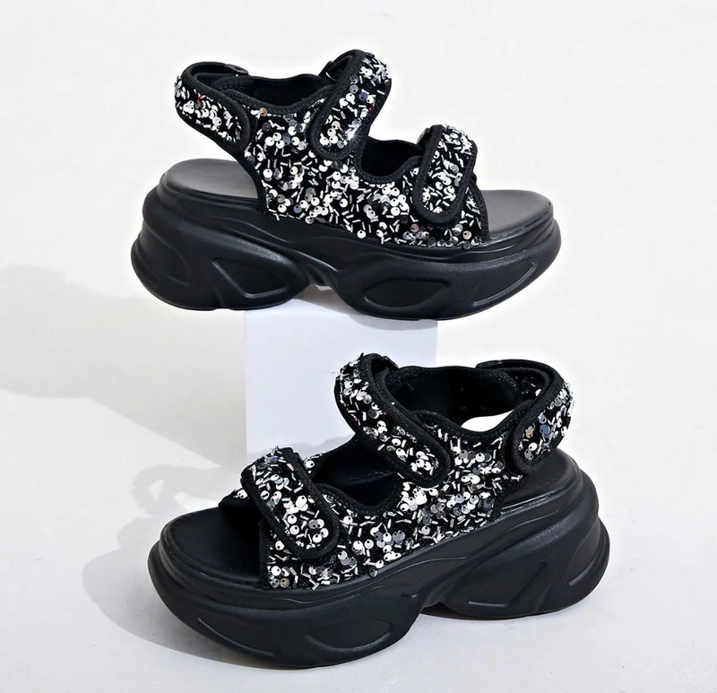 Damen Plateau-Sandalen mit verziertem Riemen und komfortabler Sohle Nord Taschen