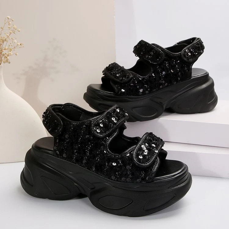 Damen Plateau-Sandalen mit verziertem Riemen und komfortabler Sohle Nord Taschen