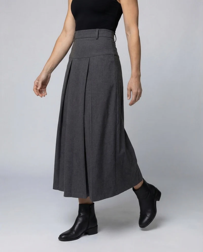 Damen Plisseerock Maxi Kellerfalten
