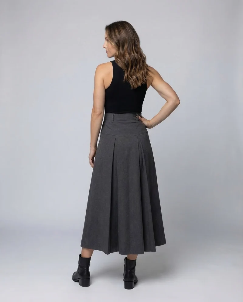 Damen Plisseerock Maxi Kellerfalten