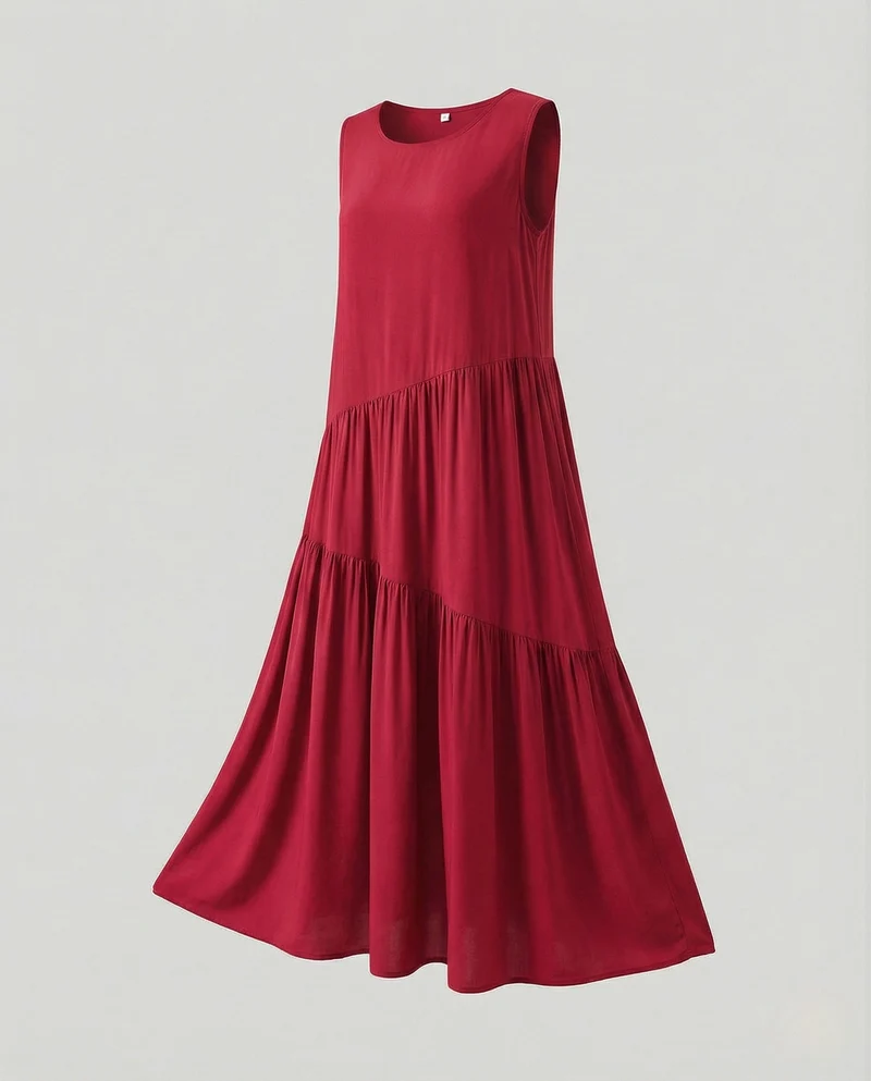 Damen Ärmelloses Stufen Maxikleid mit Viskose