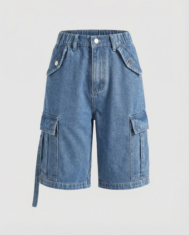 Damen Denim-Bermuda mit Cargotaschen