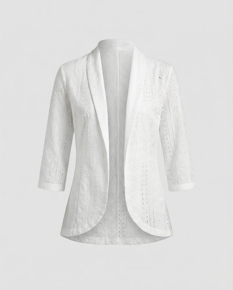 Damen Elegante Blazerjacke mit Lochmuster und tailliertem Schnitt