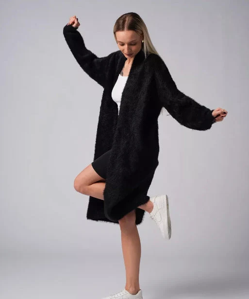 Damen Flauschiger Langcardigan mit offenem Schnitt und weichen Ärmeln