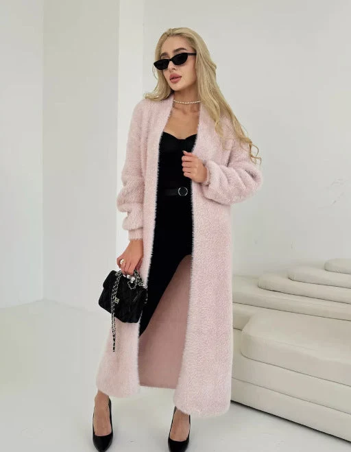 Damen Flauschiger Langcardigan mit offenem Schnitt und weichen Ärmeln