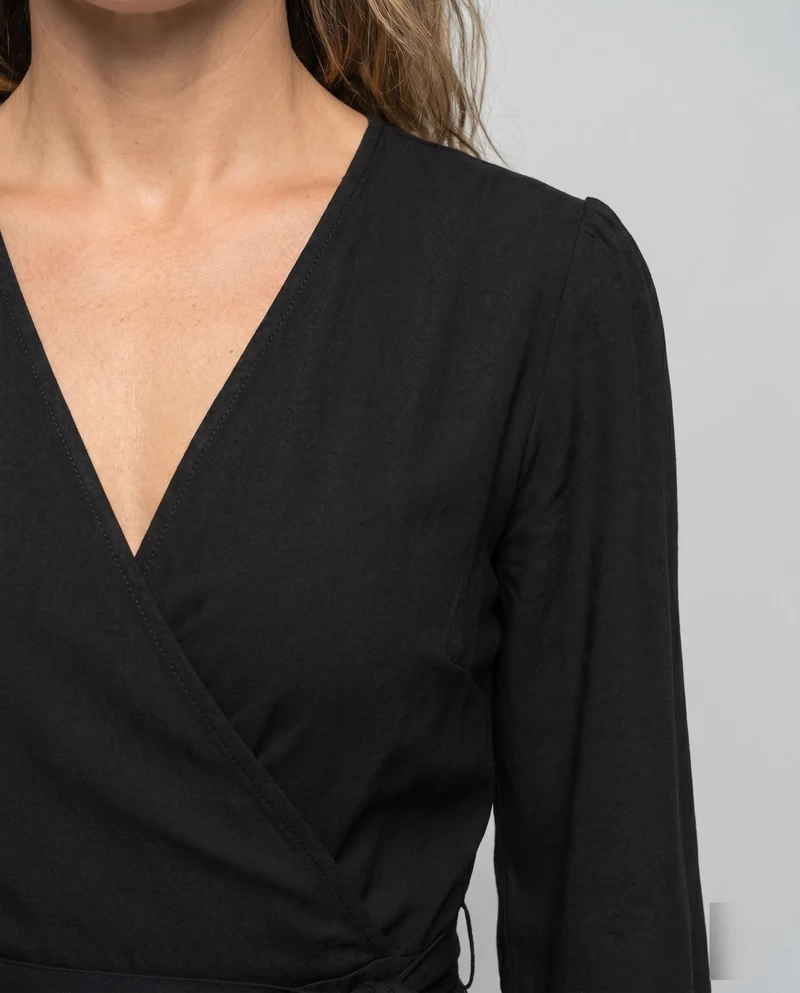 Damen Elegantes Wickelkleid mit floralem Motiv und langen Ärmeln Nord Taschen