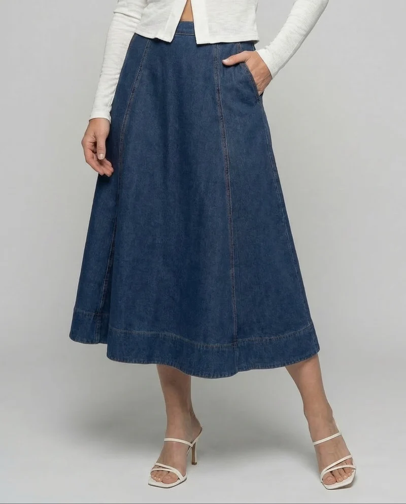 Maxirock Damen Jeans Lang