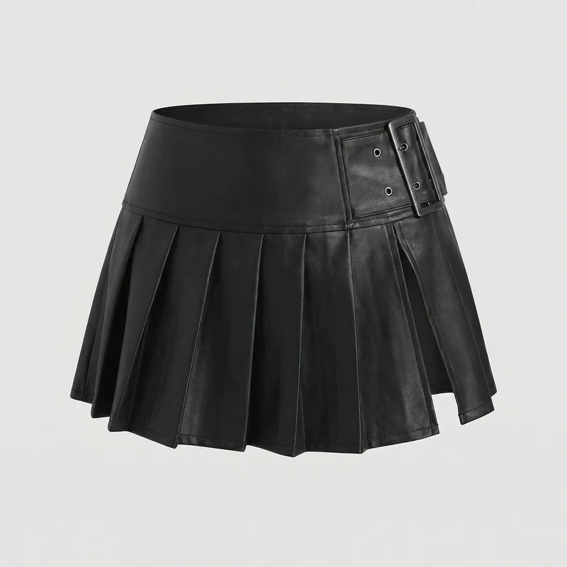Damen Provokante Metallic-Optik Kunstleder Metallic-Minirock