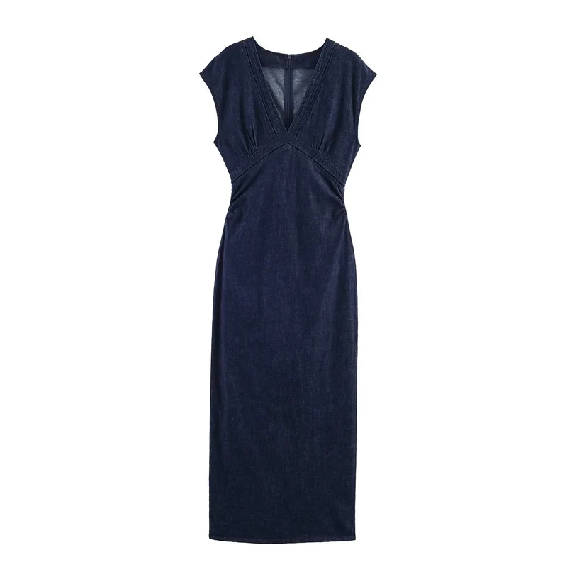 Damen Maxikleid mit V-Ausschnitt und schmaler Silhouette Nord Taschen