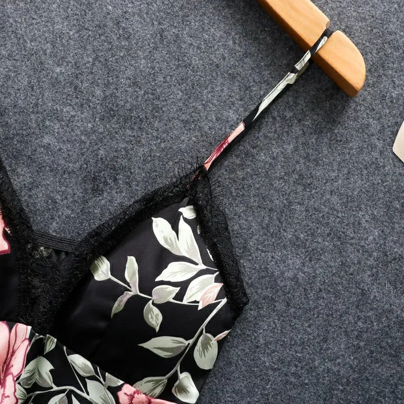Luxuriöses Bettwäscheset aus Satin mit Blumenmuster