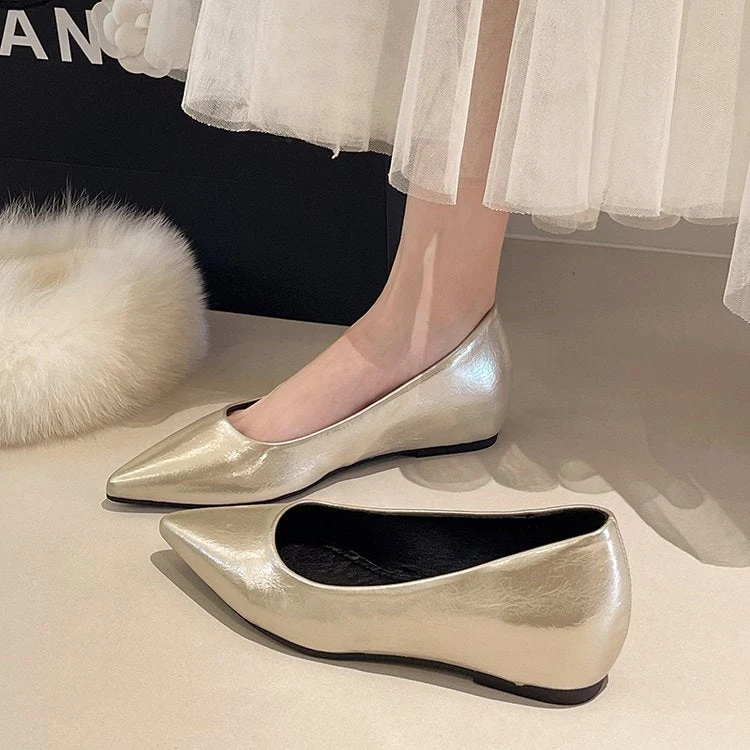 Damen modische spitze Ballerinas aus hochwertigem Leder