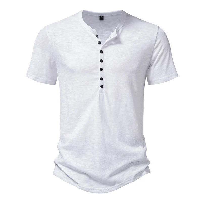 Herren Kurzarm Henley-Shirt mit dekorativer Knopfleiste
