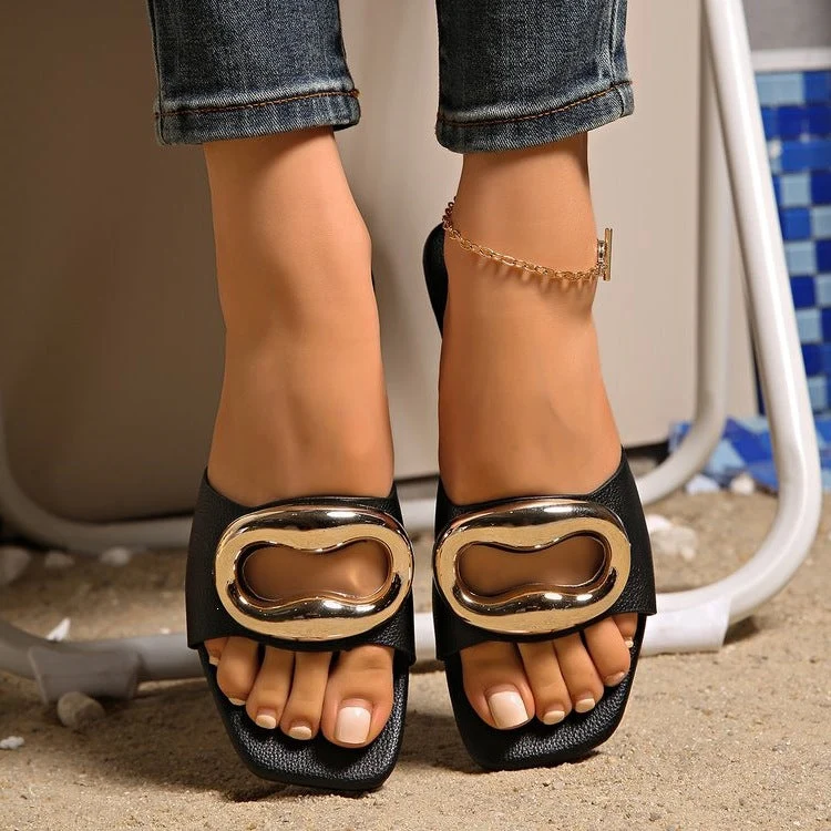 Damen elegante Riemchen-Sandalen mit funkelndem Schmuckelement