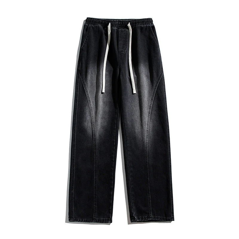 Herren Weitgeschnittene Jeanshose mit elastischem Bund und modernem Design