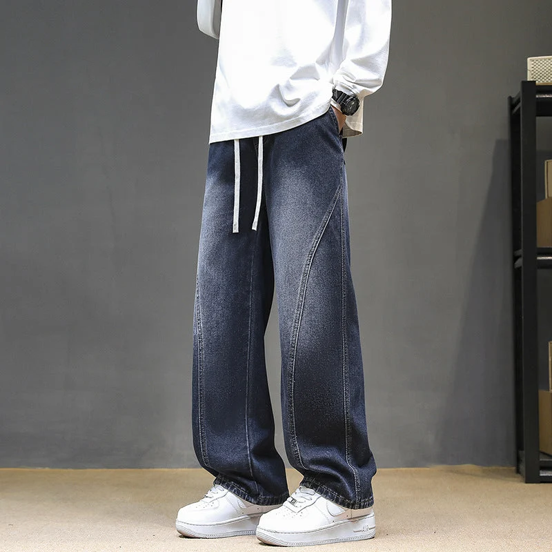 Herren Weitgeschnittene Jeanshose mit elastischem Bund und modernem Design