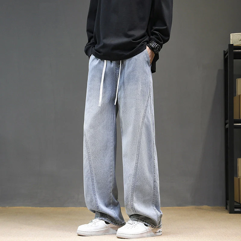 Herren Weitgeschnittene Jeanshose mit elastischem Bund und modernem Design