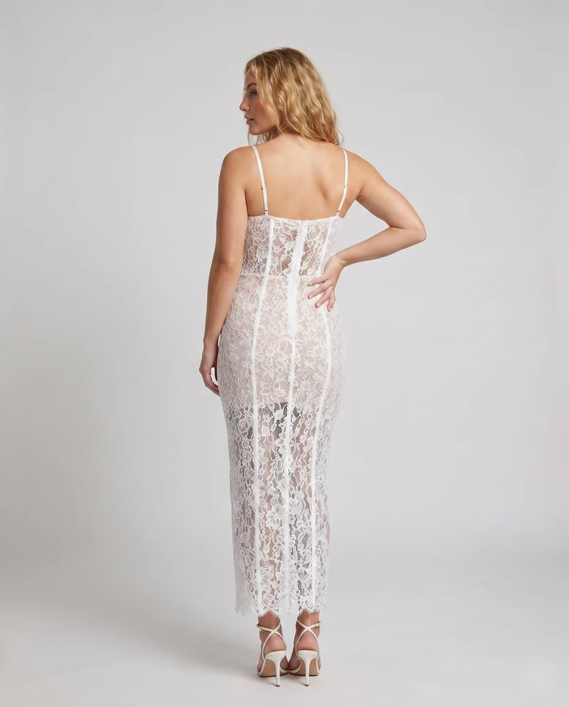 Damen Spitzenkleid mit elegantem Schnitt und zarten Trägern - Arvani