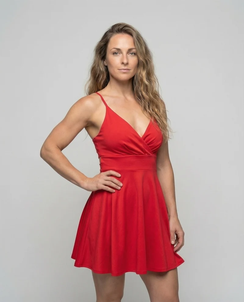 Damen kurzes Satin-Cocktailkleid.