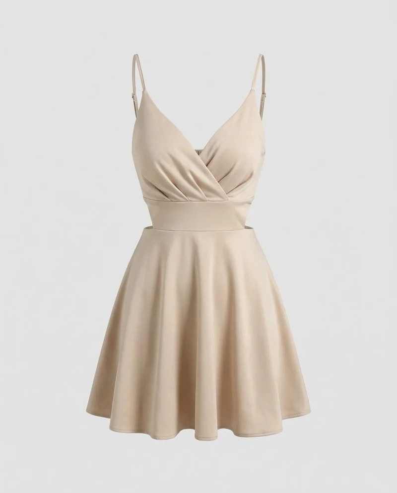 Damen kurzes Satin-Cocktailkleid.