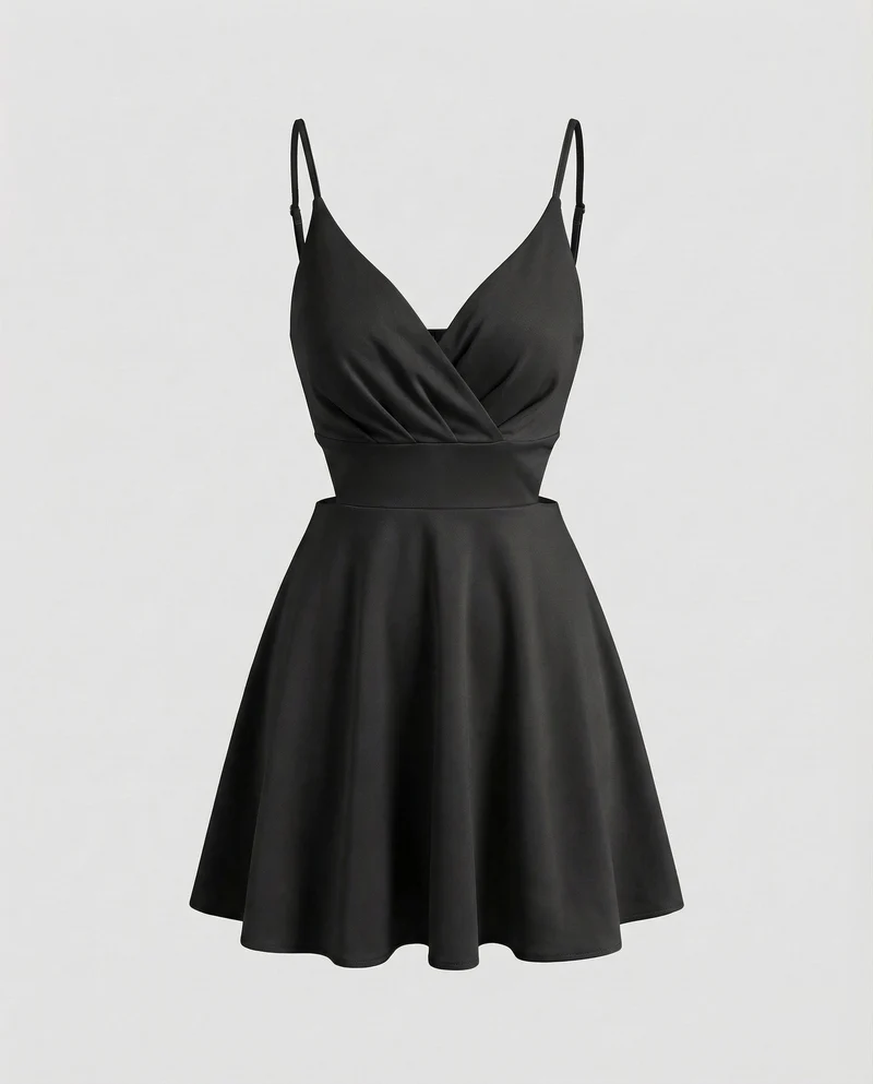 Damen kurzes Satin-Cocktailkleid.