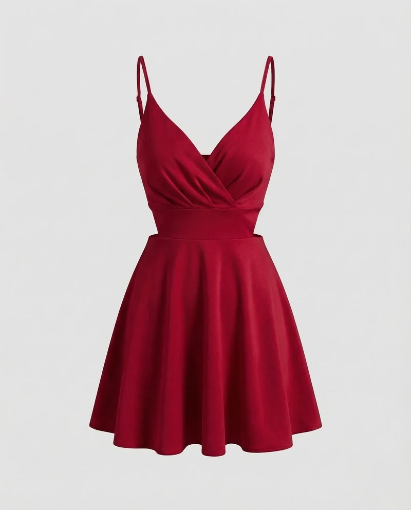 Damen kurzes Satin-Cocktailkleid.