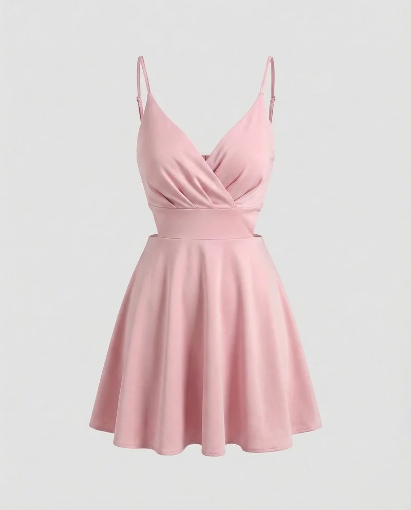 Damen kurzes Satin-Cocktailkleid.
