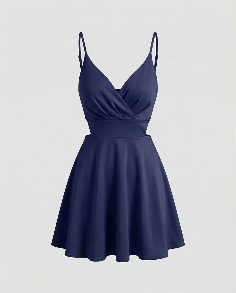 Damen kurzes Satin-Cocktailkleid.