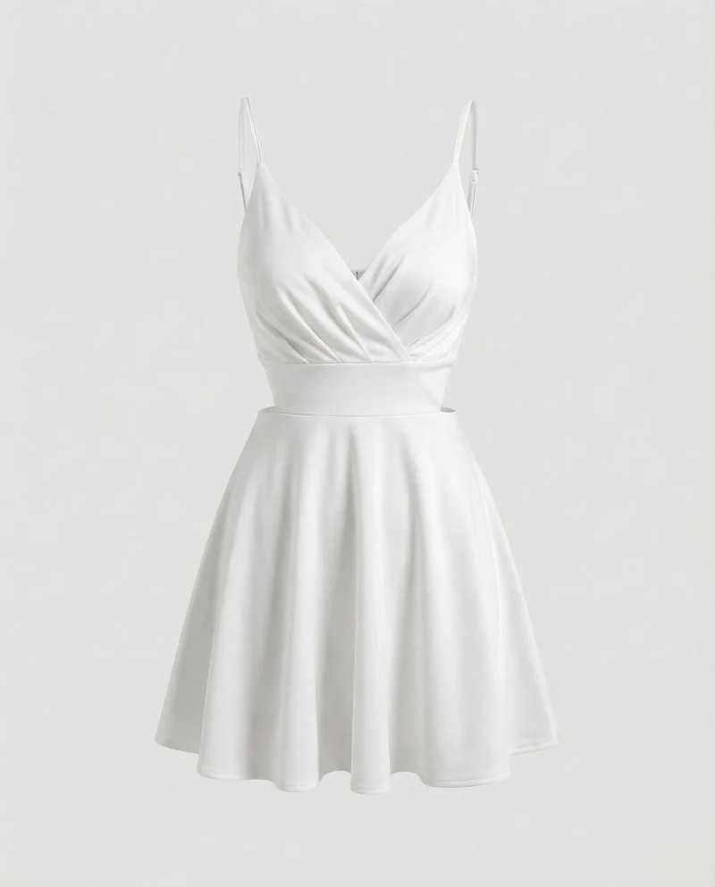 Damen kurzes Satin-Cocktailkleid.