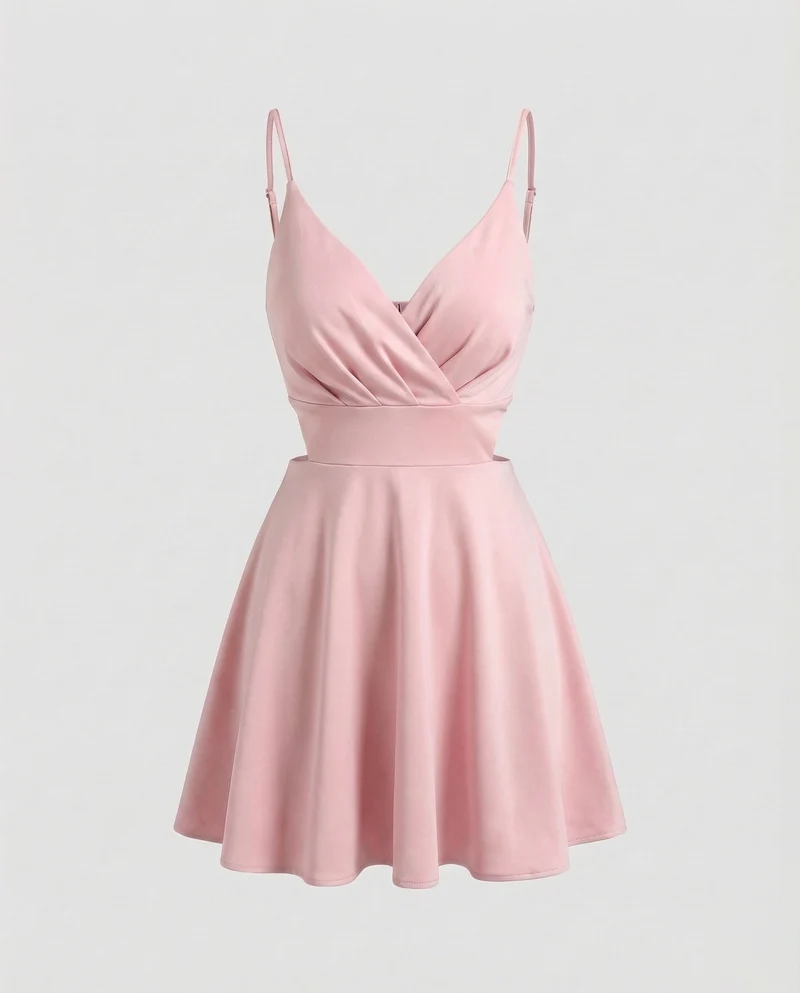 Damen kurzes Satin-Cocktailkleid.