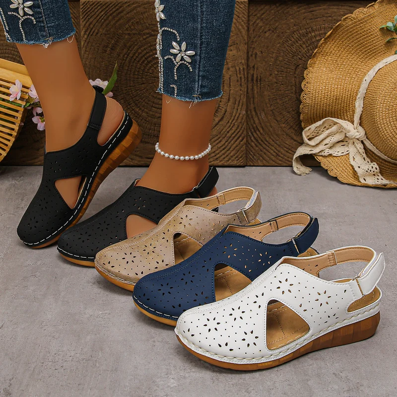 Damen Luftige Clogs mit eleganter Perforation und bequemer Sohle