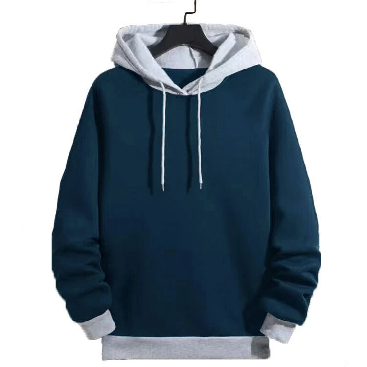 Herren legerer Kapuzenpullover mit kontrastierenden Ärmeln