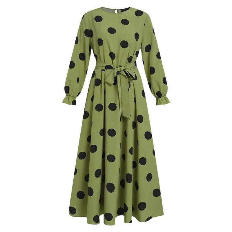 Damen Maxikleid mit auffälligem Polka-Dot-Muster