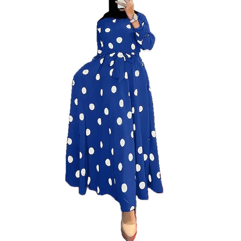 Damen Maxikleid mit auffälligem Polka-Dot-Muster