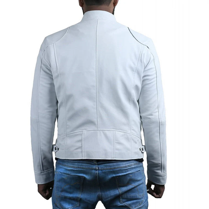 Herren Bikerjacke mit Stehkragen und Reißverschlusstaschen