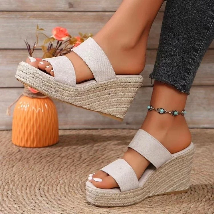 Damen Wedge-Pantoletten mit komfortablem Fußbett und trendigen Riemen