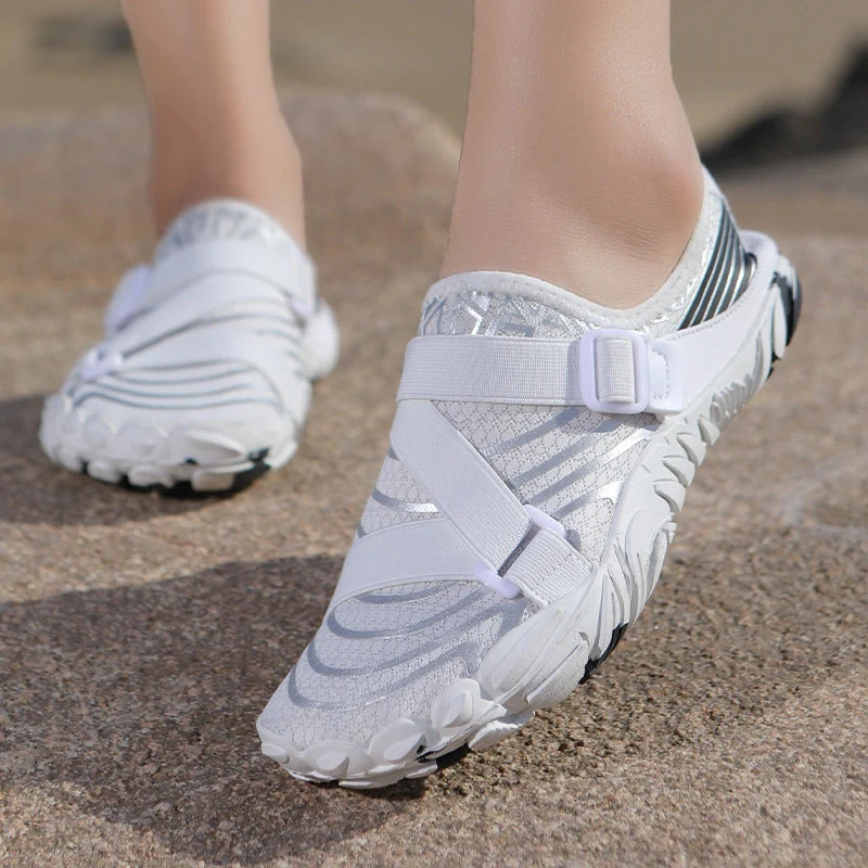 Damen Sportliche Aquafitness-Schuhe mit verstellbarem Gurt und rutschfester Sohle