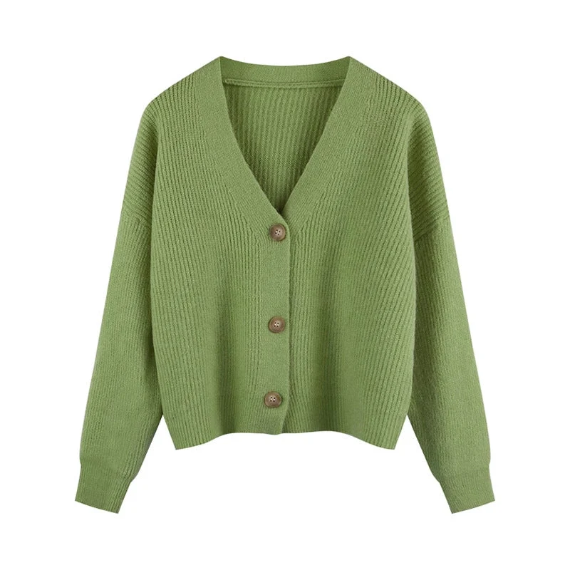 Damen Strickjacke mit V-Ausschnitt und hochwertigen Knopfdetails