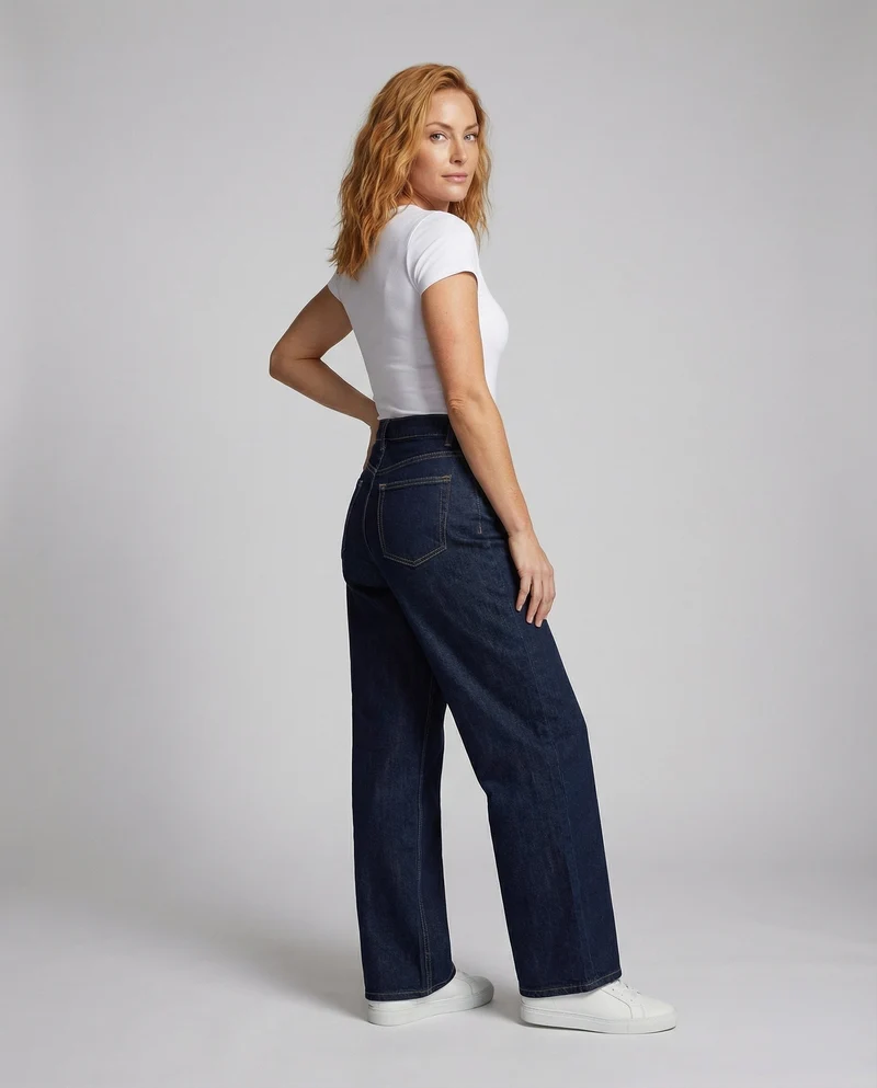 Damen Klassische Bodenlange Denim Denim-Jeans