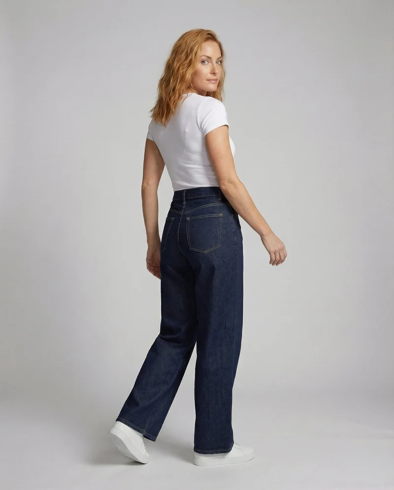 Damen Klassische Bodenlange Denim Denim-Jeans