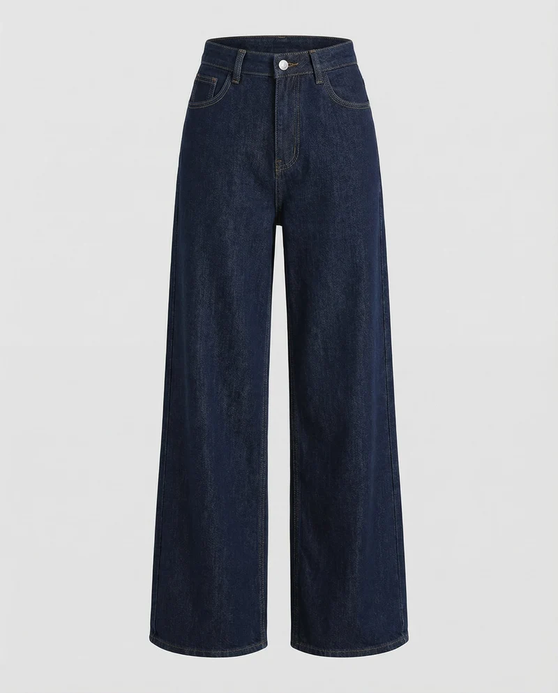 Damen Klassische Bodenlange Denim Denim-Jeans