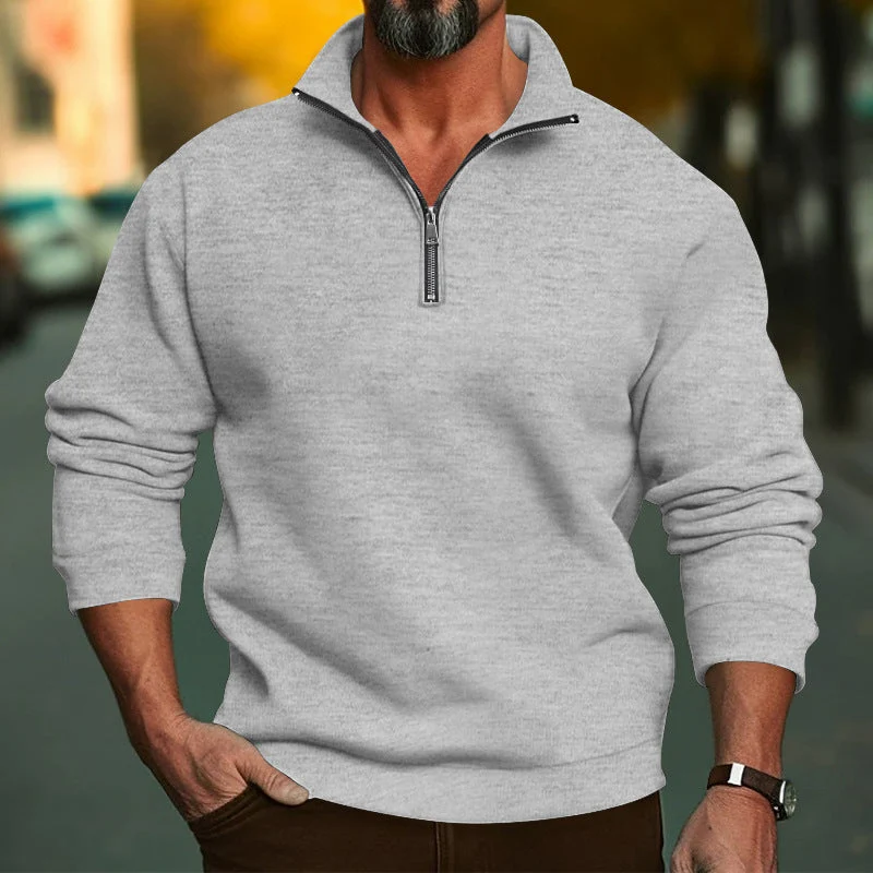 Herren Sweatshirt mit halblangem Reißverschluss und weichem Innenfutter