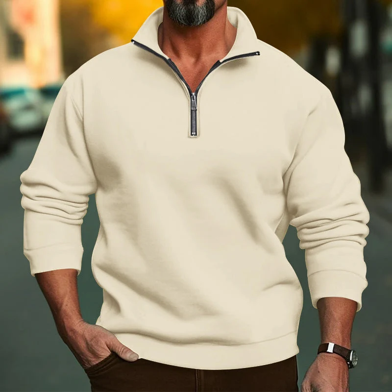 Herren Sweatshirt mit halblangem Reißverschluss und weichem Innenfutter