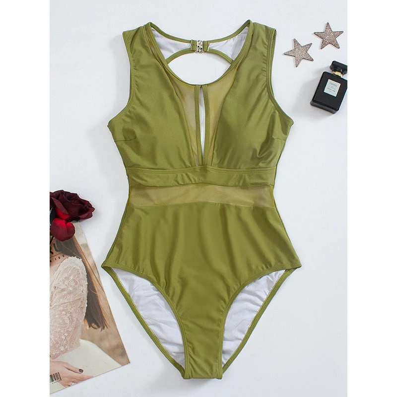 Damen Cut-Out Einteiler Badeanzug Nord Taschen