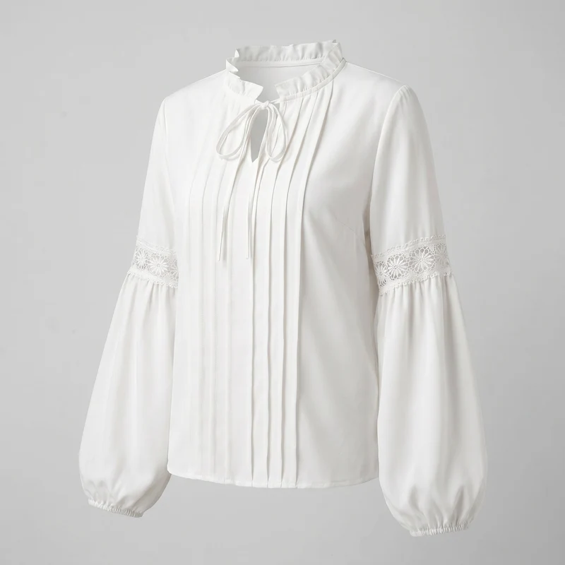 Damen Bluse mit feinen Rüschendetails und plissiertem Design