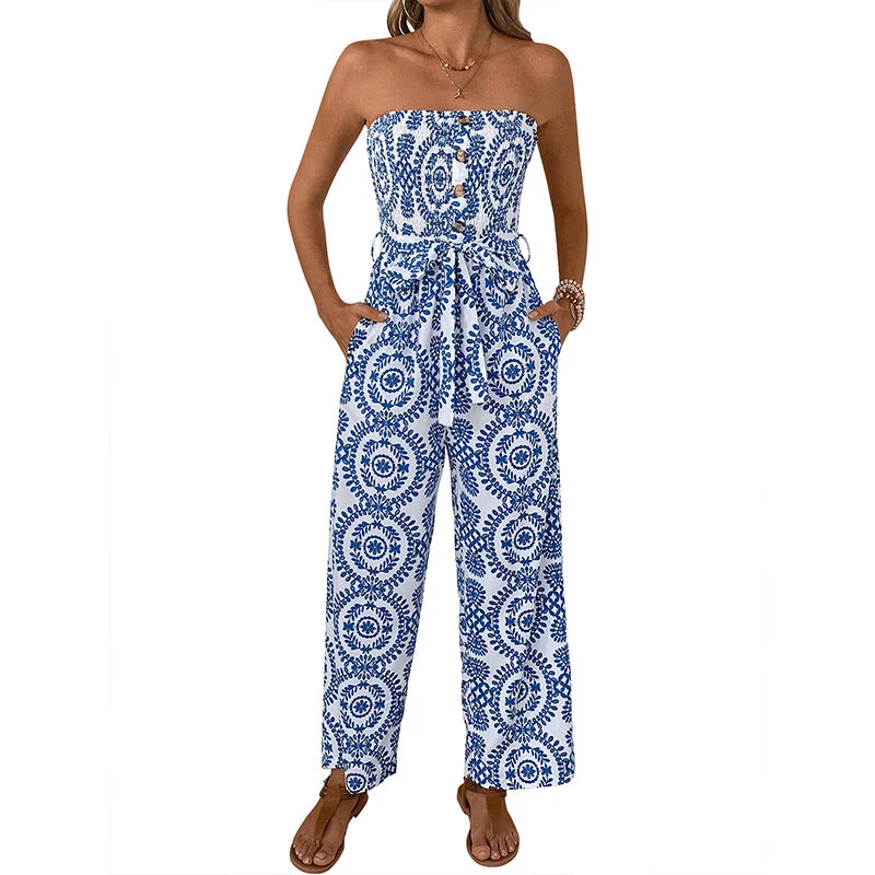 Damen Jumpsuit mit trendigem bandeau Design und praktischen Taschen
