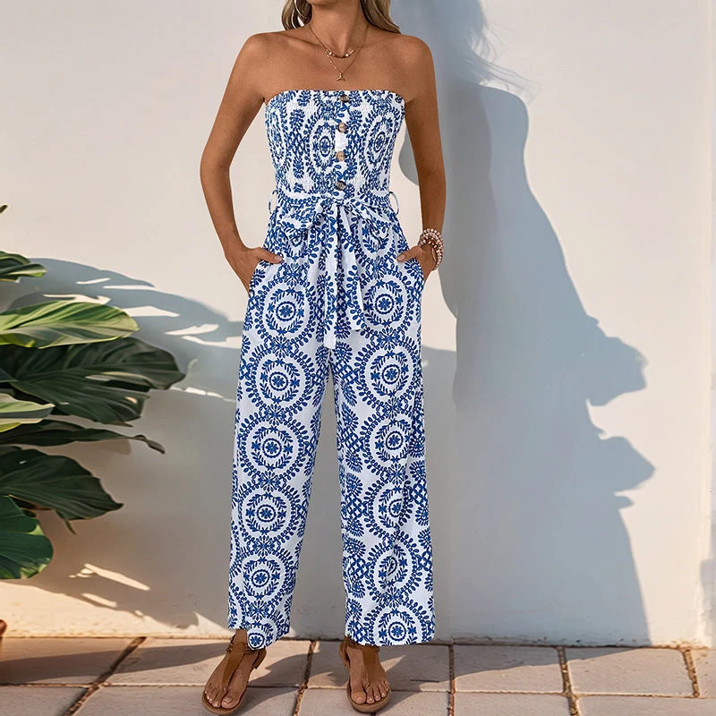 Damen Jumpsuit mit trendigem bandeau Design und praktischen Taschen