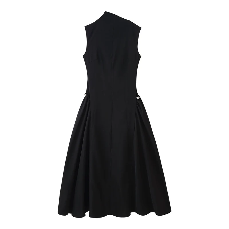 Damen A-Linien Kleid mit asymmetrischem Ausschnitt und eleganten Falten Nord Taschen