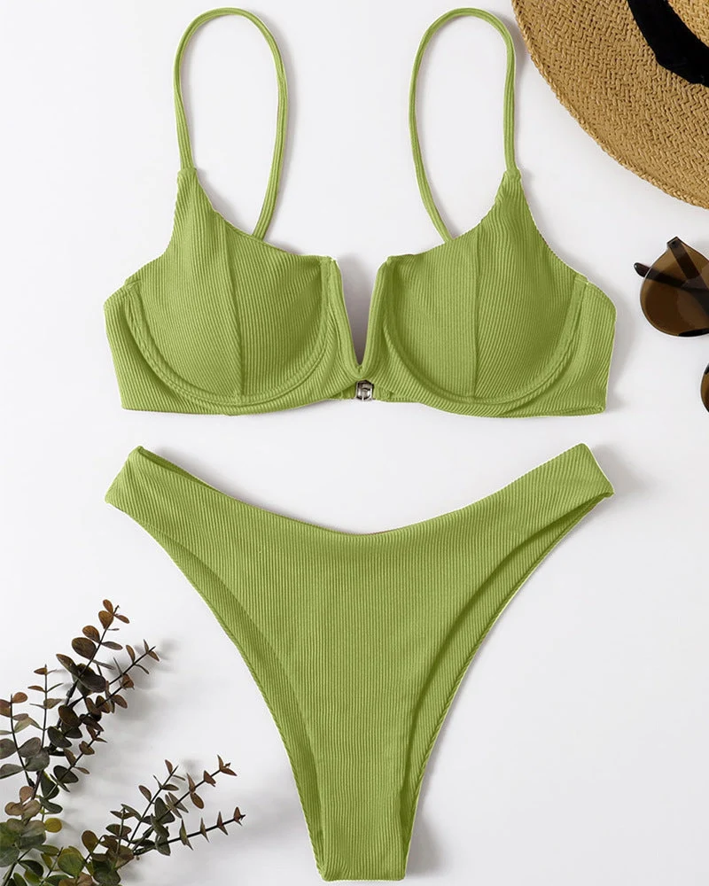 Damen-Bikini mit Bügel und strukturierter Rippoptik