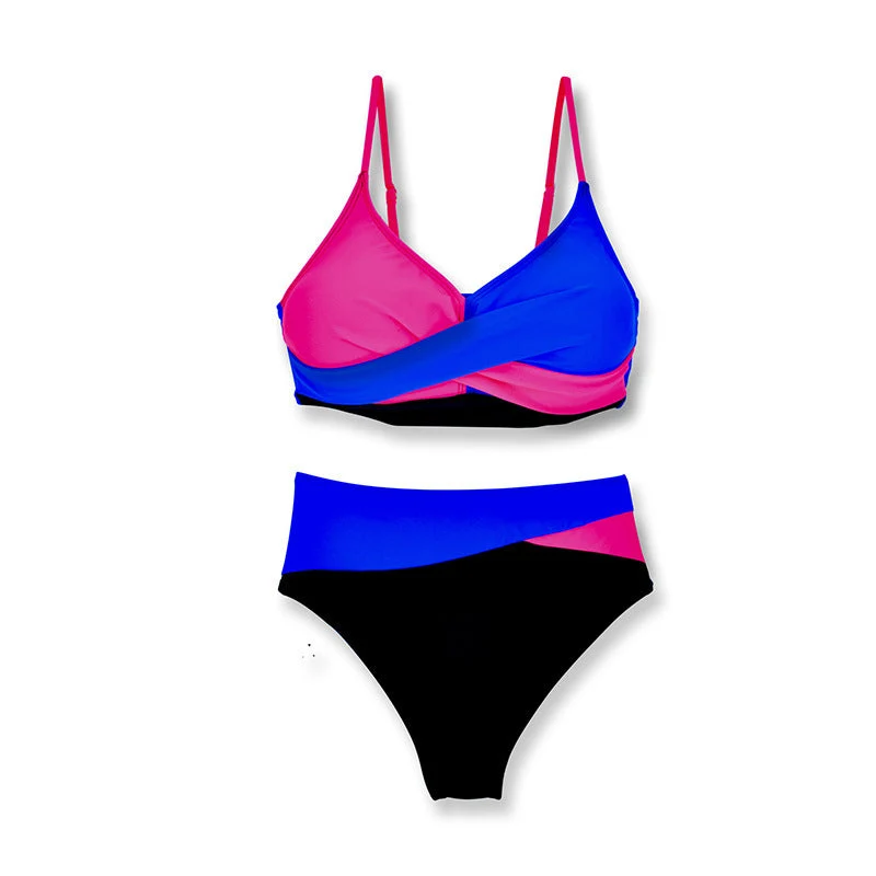 Damen Hoch tailliertes Bikini-Set mit modischem Wickeloberteil