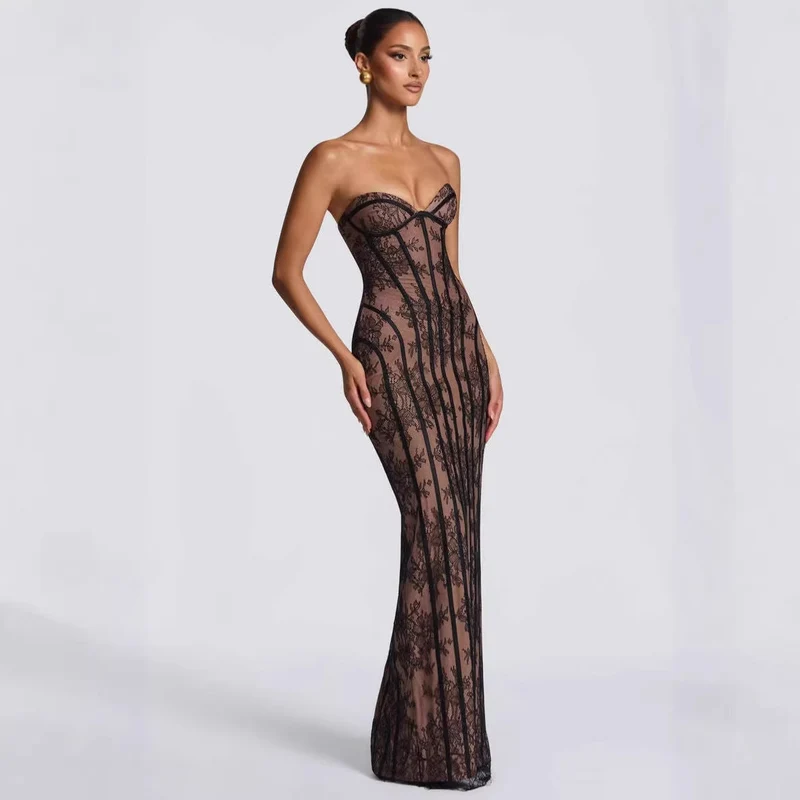 Damen Abendkleid mit raffinierten Spitzen-Details Nord Taschen